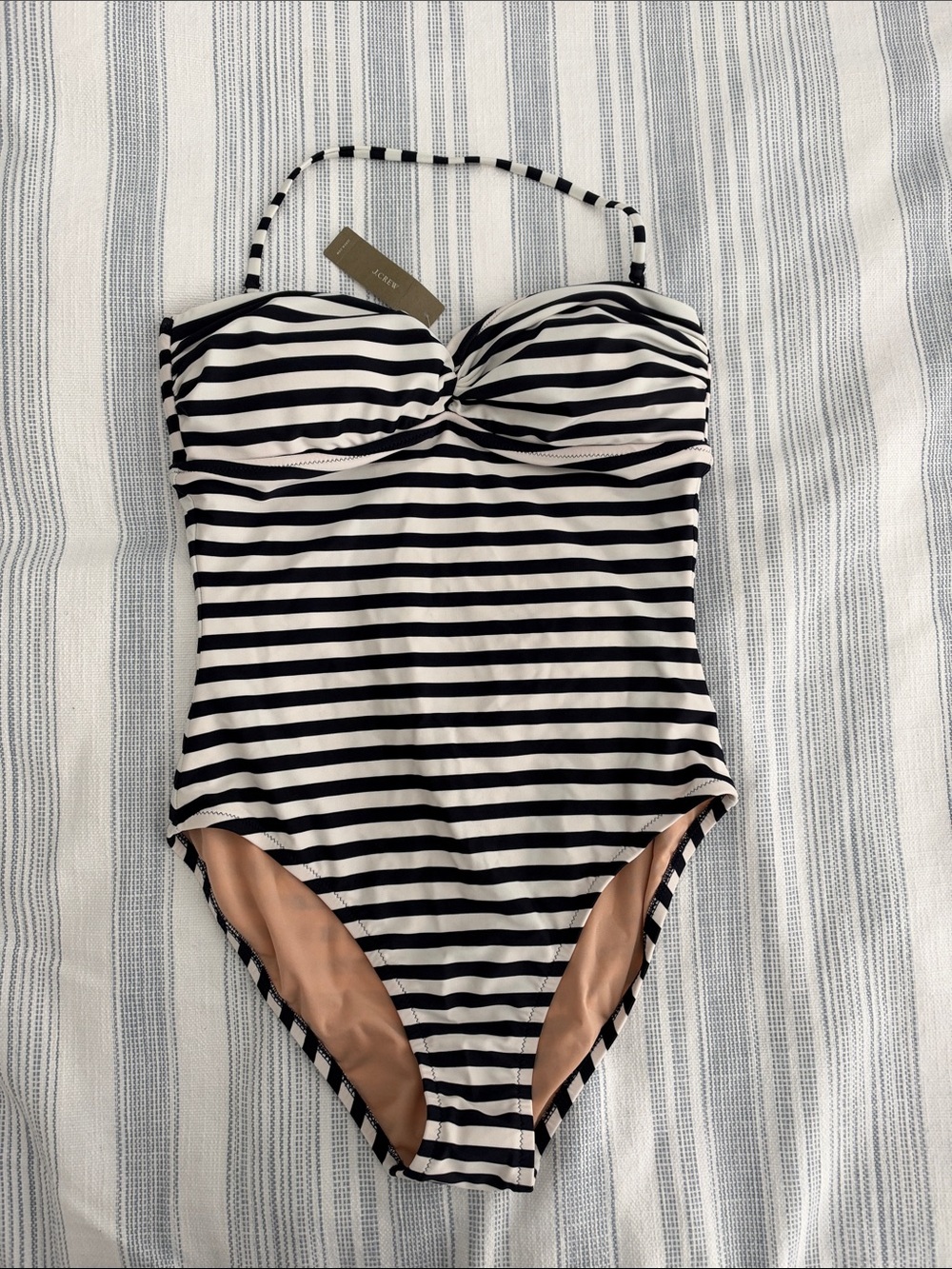 NWT JCrew Striped Navy & White Women’s  One-Piece Swimsuit